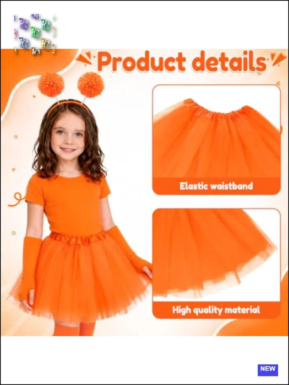 Kids Halloween Costume Set 5pcs Tutu Headband Gloves Socks